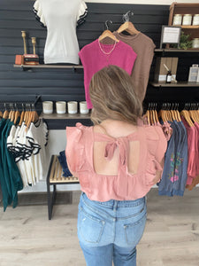 ruffle tie back blouse