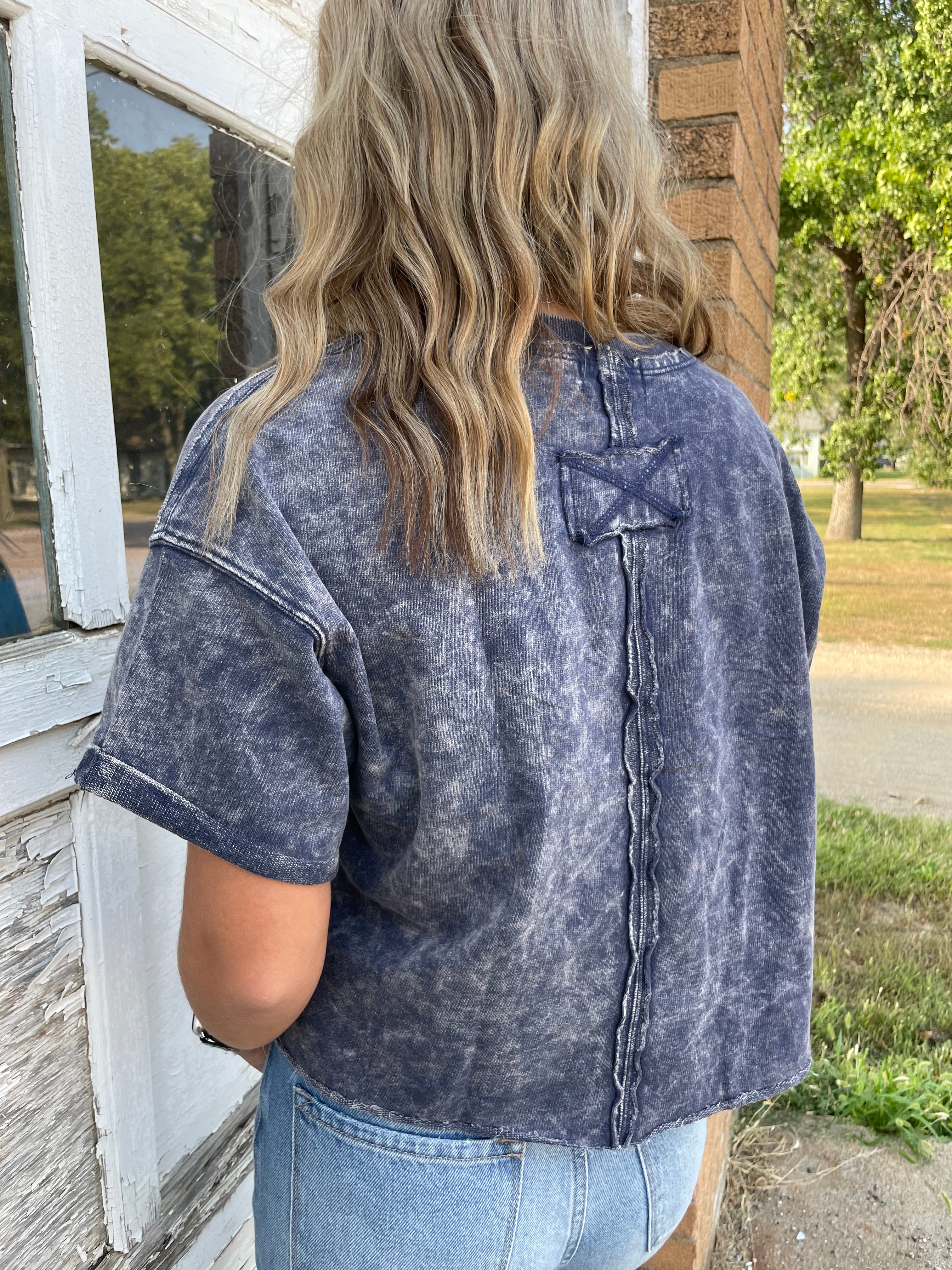 Navy Acid Wash Tee